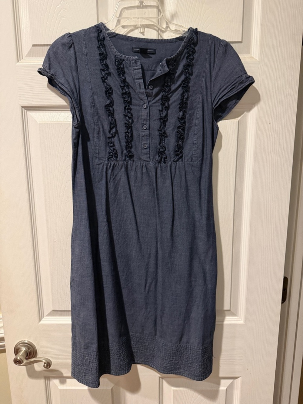 GAP Navy Short Sleeve Ruffle-Trim Dress